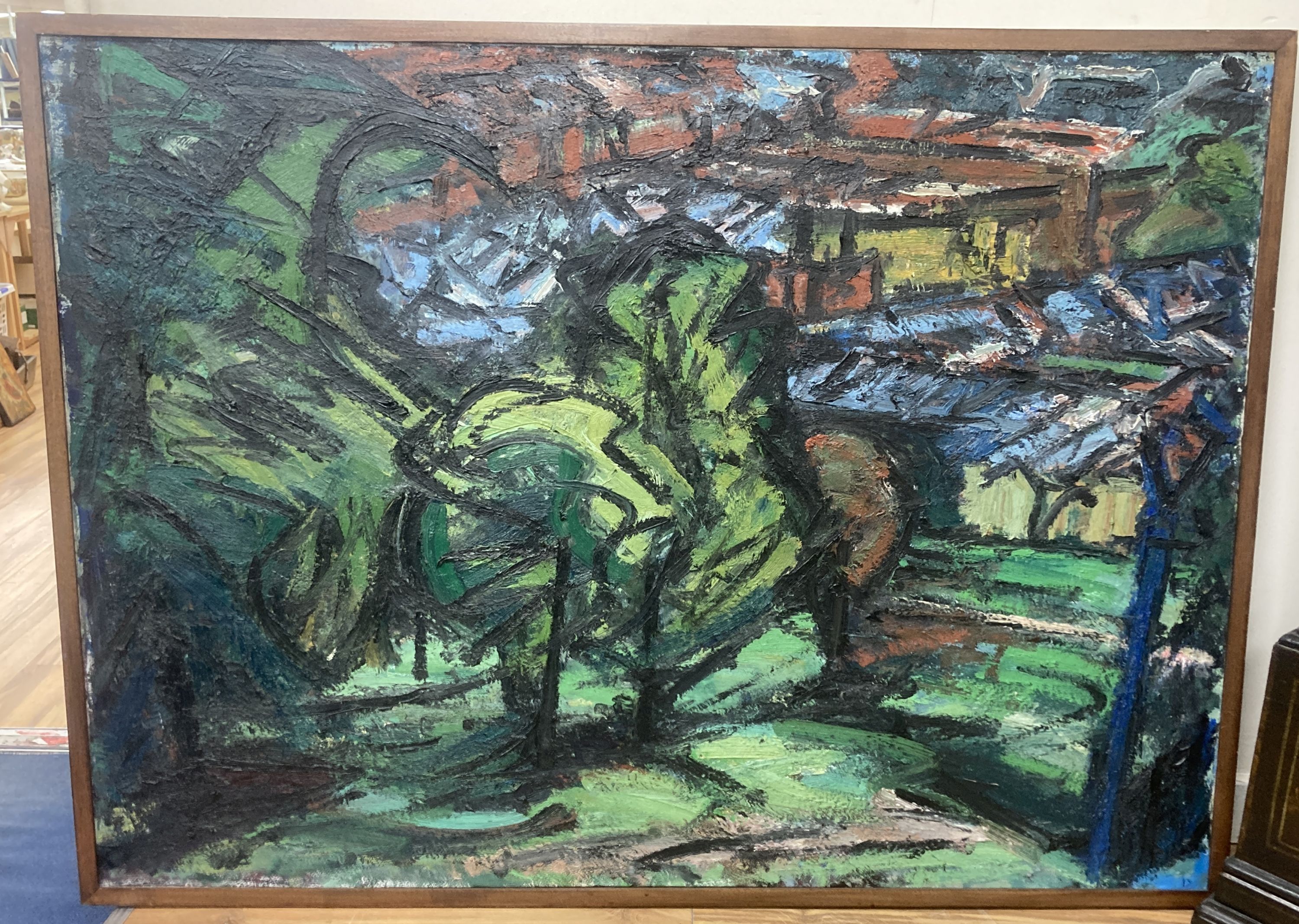 Sally Heywood, oil on canvas, View from Alexandra Palace, label verso, 98 x 135cm